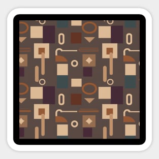 Geometric Pattern in Earthy Tones: Retro Wallpaper with Triangles, Circles, and Rectangles. Sticker